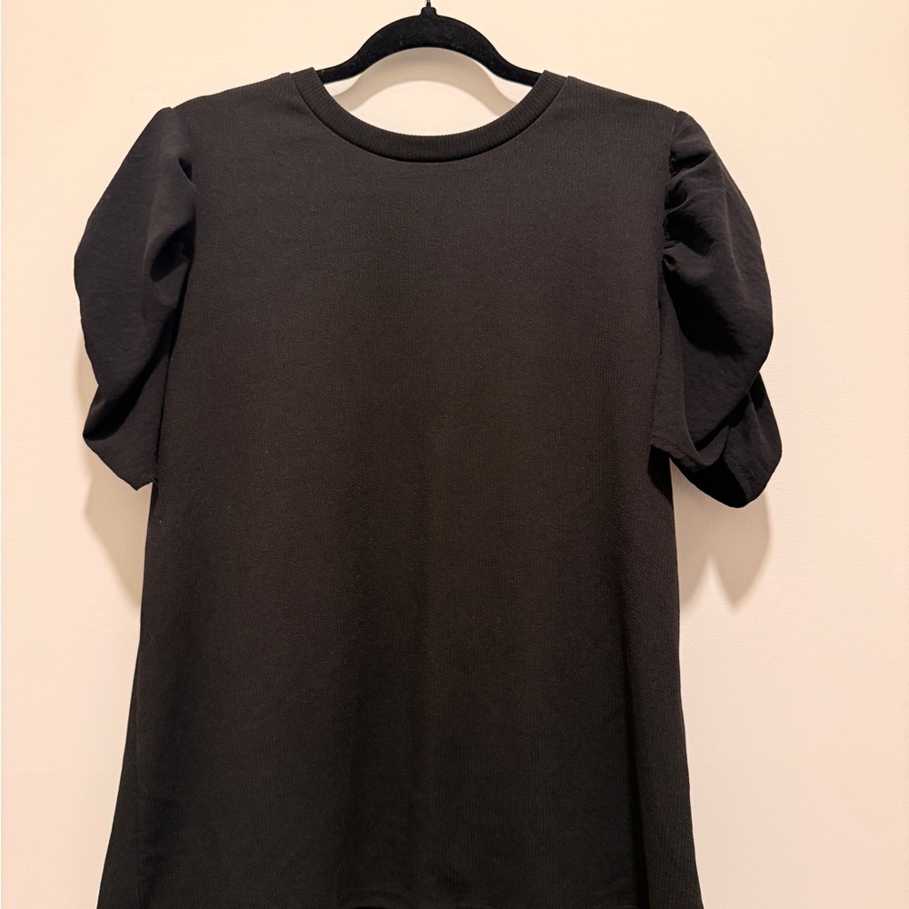 Black Puff Sleeve Women's Top